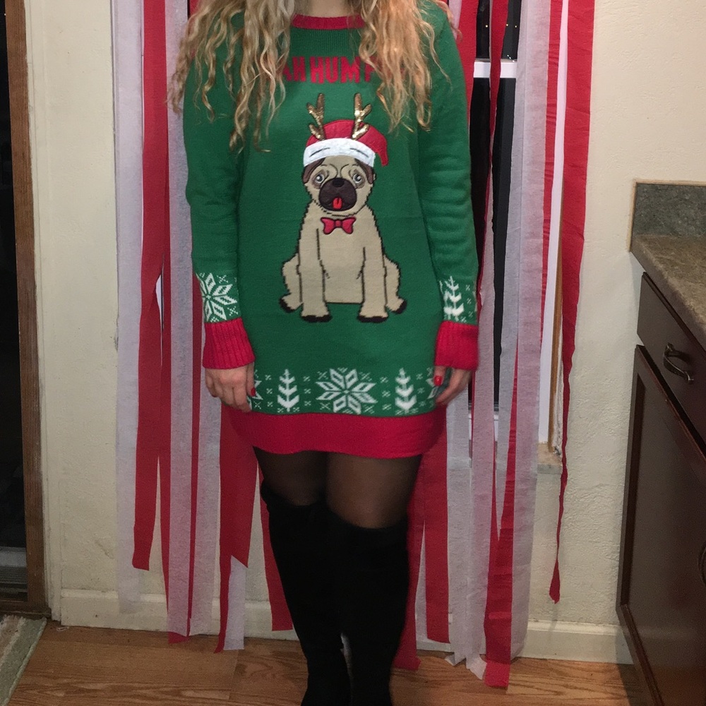 Pug sweater dress